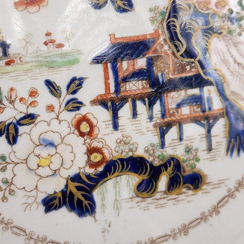 Antique Masons Ironstone Imari Well & Tree 8.75" Plate - Picture 7 of 12